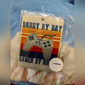 "Daddy By Day, Gamer By Night" Hanging Car Freshie. Leather Scent NEW